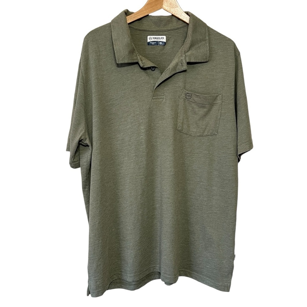 Magellan Outdoors Classic Fit Military Green Polo Shirt Mens Size 2XL